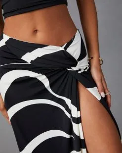 DEE-001 Kalista Crossover Maxi Skirt – Black/Ivory  -clothes Sales BCSK163 QFA BLACKIVORY 7337
