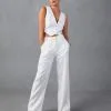 INTO-001 Right On Cue Pocketed Wide Leg Pants - White