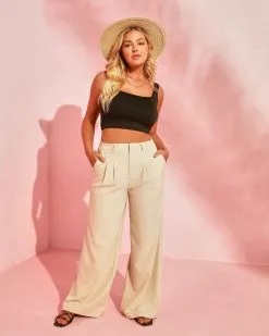 EMOR-001 Cienega High Waisted Pocketed Wide Leg Pants - Beige 10 EMOR-001 Cienega High Waisted Pocketed Wide Leg Pants - Beige -clothes Sales BareNecessitiesCropTank BlackandCienegaHighWaistedPocketedWideLegPants Beige01 e832cccb 253a 41a1 964d e70bdad77256