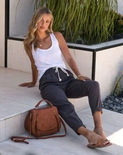 Bastien Cotton Pocketed Utility Trousers - Charcoal - LAST CHANCE -clothes Sales BastienCottonPocketedUtiliyTrousersCharcoal105