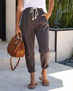 Bastien Cotton Pocketed Utility Trousers - Charcoal - LAST CHANCE -clothes Sales BastienCottonPocketedUtiliyTrousersCharcoal2