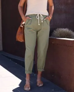 STAC-001 Bastien Cotton Pocketed Utility Trousers - Olive - FINAL SALE -clothes Sales BastienCottonPocketedUtiliyTrousersOilve1