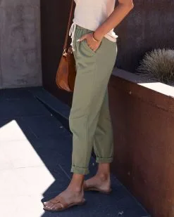 STAC-001 Bastien Cotton Pocketed Utility Trousers - Olive - FINAL SALE