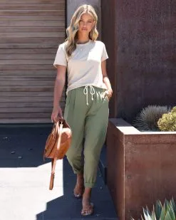 STAC-001 Bastien Cotton Pocketed Utility Trousers - Olive - FINAL SALE -clothes Sales BastienCottonPocketedUtiliyTrousersOilve129