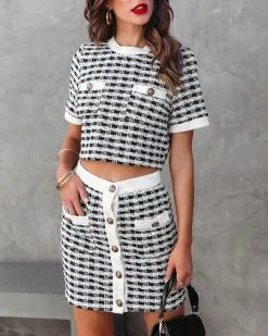 AEOM-001 Blaire Tweed Knit Pocketed Mini Skirt - Black/Ivory - FINAL SALE -clothes Sales BlaireTweedKnitCropTop MiniSkirt Black Ivory 62 0718fdb2 dc49 48d1 be4e 8536330eaebb