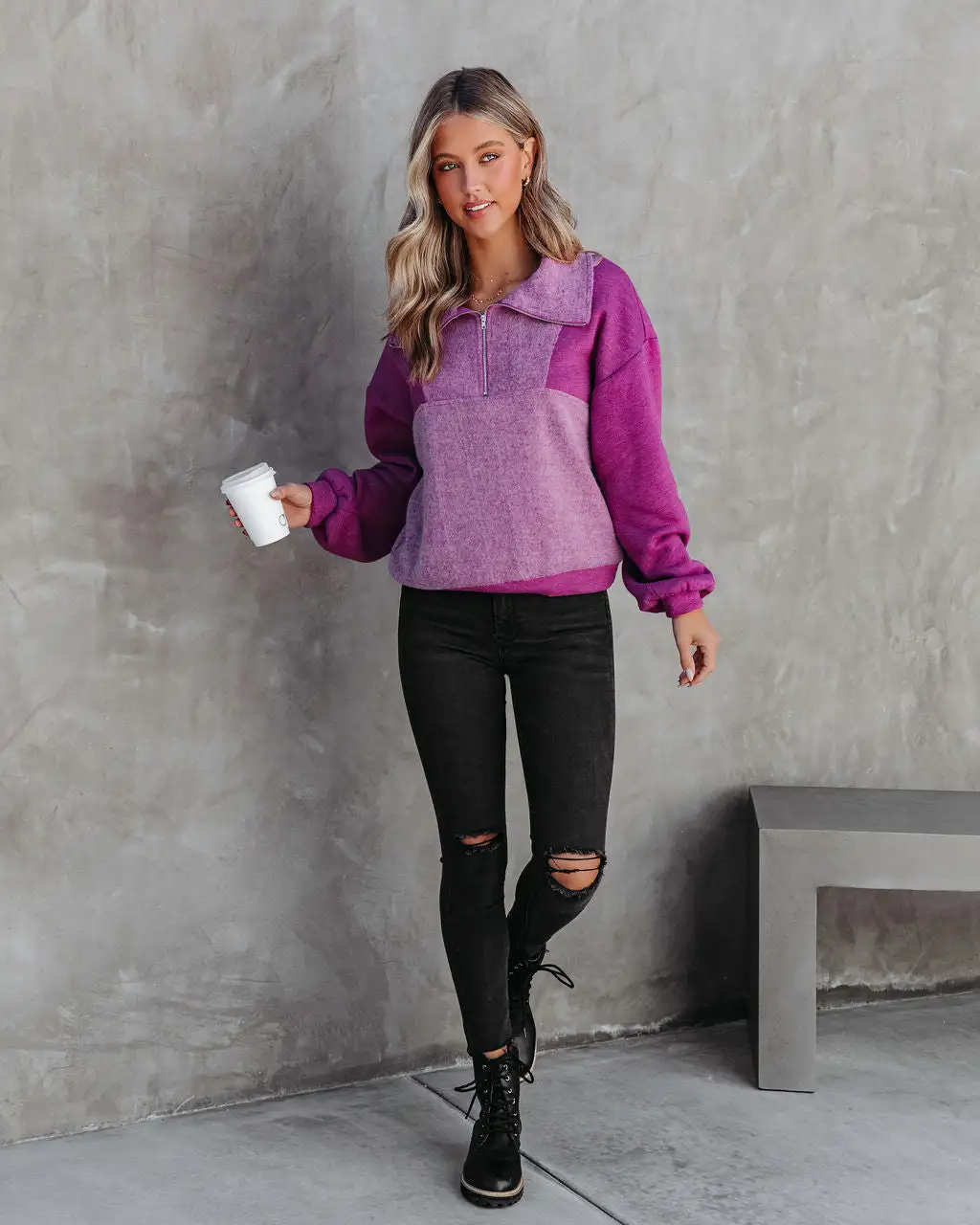 Blakely Fleece Half Zip Pullover Sweater - Orchid - FINAL SALE 6 Blakely Fleece Half Zip Pullover Sweater - Orchid - FINAL SALE - Image 6