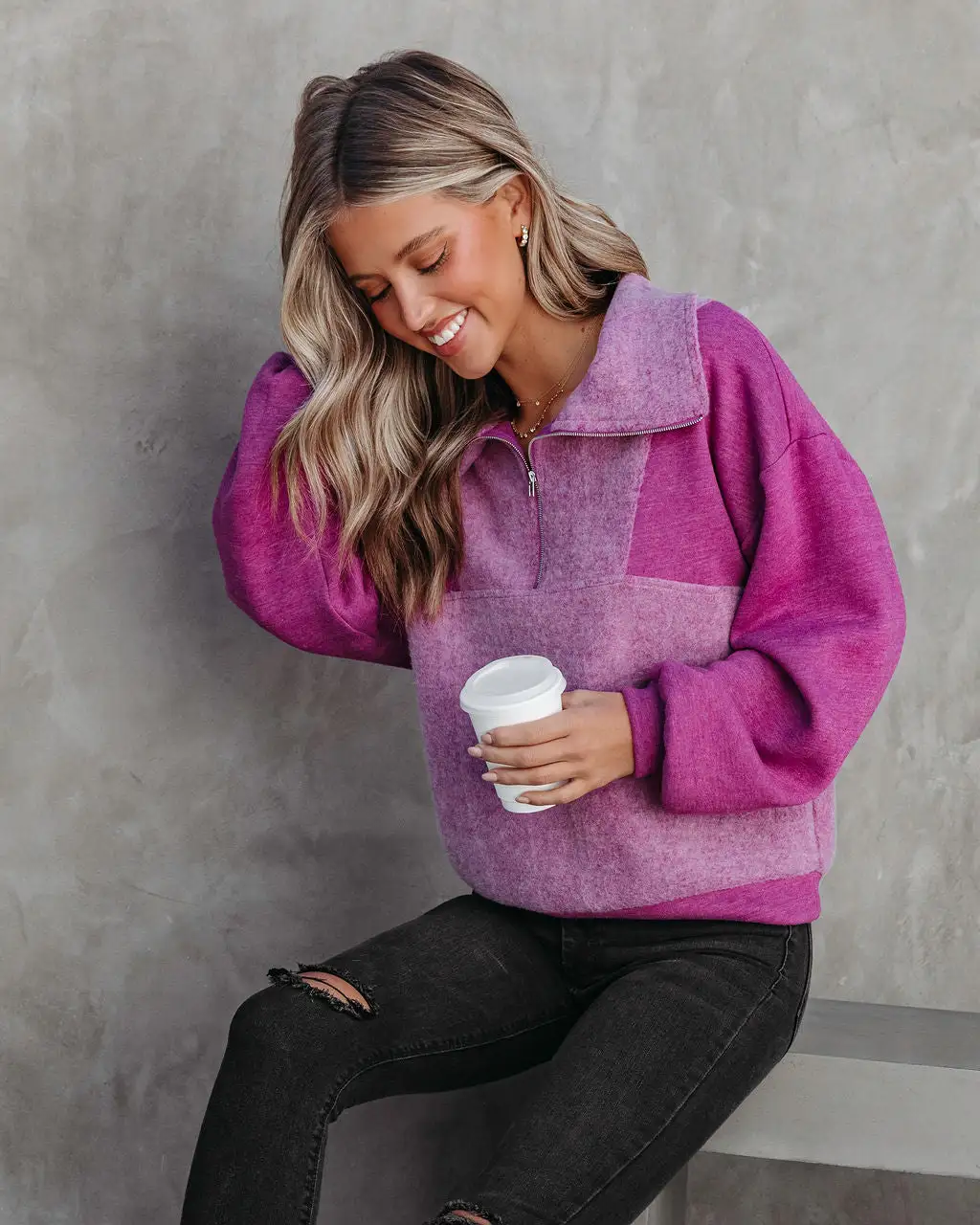 Blakely Fleece Half Zip Pullover Sweater - Orchid - FINAL SALE 5 Blakely Fleece Half Zip Pullover Sweater - Orchid - FINAL SALE - Image 5