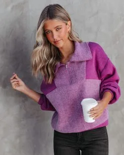 Blakely Fleece Half Zip Pullover Sweater - Orchid - FINAL SALE