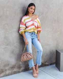 Blissful Day Stripe Button Front Cardigan - FINAL SALE -clothes Sales BlissfulDayStripeButtonFrontCardigan 106