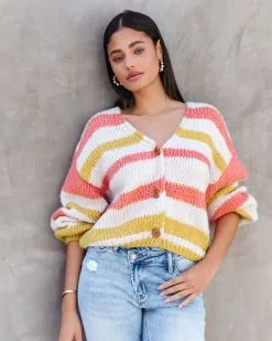 Blissful Day Stripe Button Front Cardigan - FINAL SALE