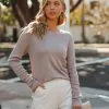 Blur Of Fun Rhinestone Long Sleeve Knit Top - Mocha - FINAL SALE