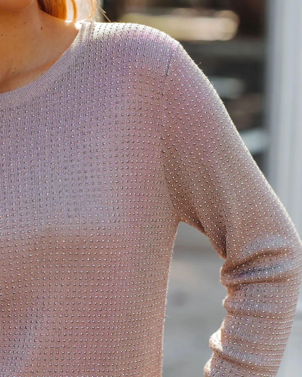 Blur Of Fun Rhinestone Long Sleeve Knit Top - Mocha - FINAL SALE 4 Blur Of Fun Rhinestone Long Sleeve Knit Top - Mocha - FINAL SALE - Image 4