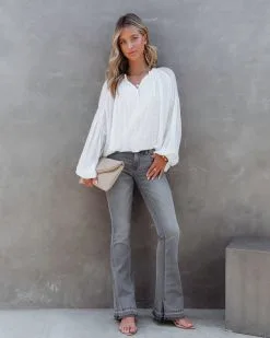 FATE-001 Bodhi Balloon Sleeve Button Up Top - White - FINAL SALE -clothes Sales BodhiBalloonSleeveButtonUpTopWhite2