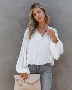 FATE-001 Bodhi Balloon Sleeve Button Up Top - White - FINAL SALE -clothes Sales BodhiBalloonSleeveButtonUpTopWhite84