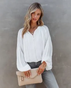 FATE-001 Bodhi Balloon Sleeve Button Up Top - White - FINAL SALE -clothes Sales BodhiBalloonSleeveButtonUpTopWhite89