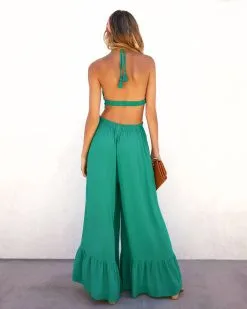 Bohdi Smocked Halter Pocketed Jumpsuit - Green 11 Bohdi Smocked Halter Pocketed Jumpsuit - Green -clothes Sales BohdiSmockedHalterPocketedJumpsuit Green401021