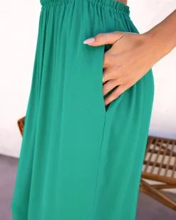 Bohdi Smocked Halter Pocketed Jumpsuit - Green 10 Bohdi Smocked Halter Pocketed Jumpsuit - Green -clothes Sales BohdiSmockedHalterPocketedJumpsuit Green901071