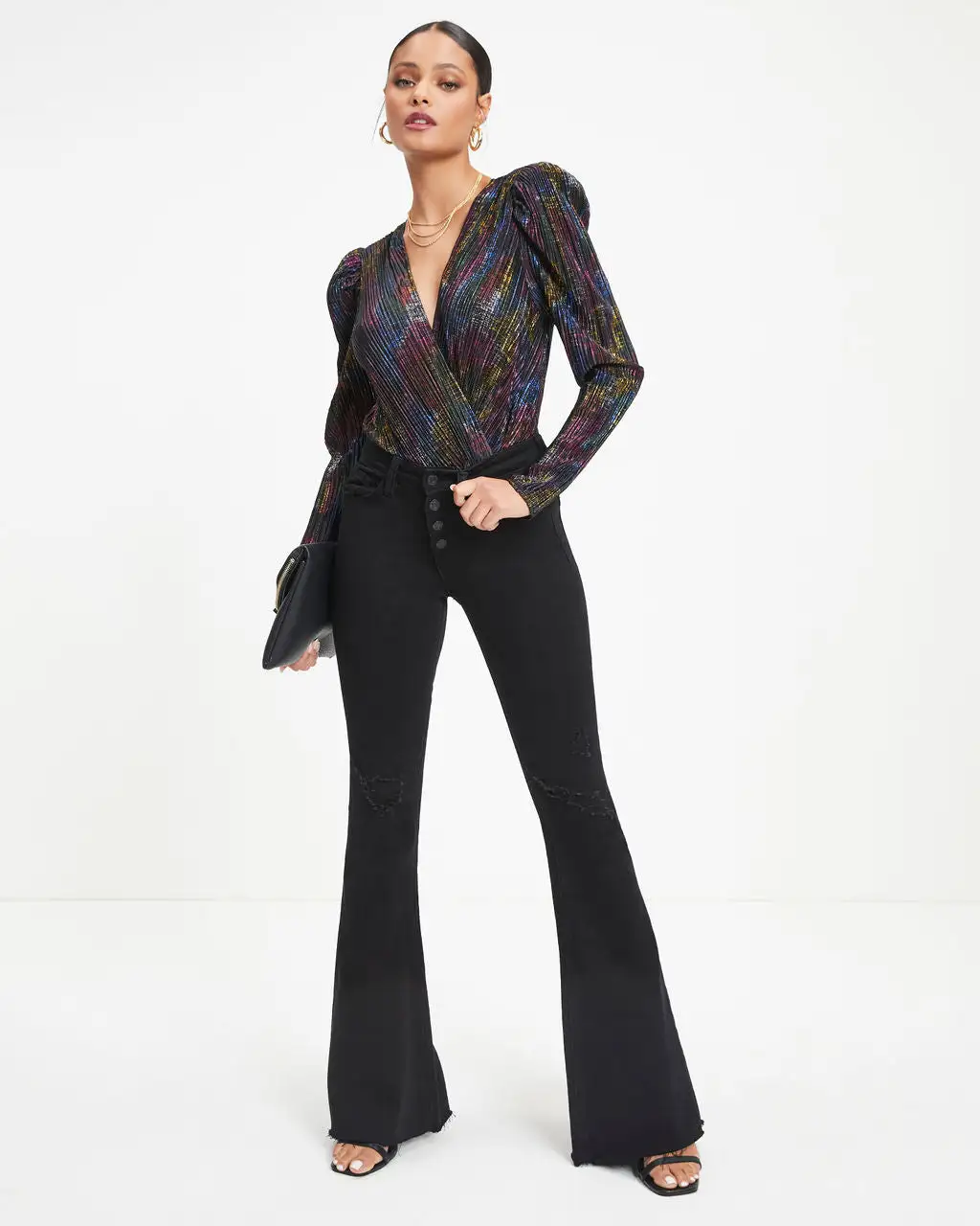 SALT-001 Brandee Metallic Plisse Bodysuit - FINAL SALE 3 SALT-001 Brandee Metallic Plisse Bodysuit - FINAL SALE - Image 3