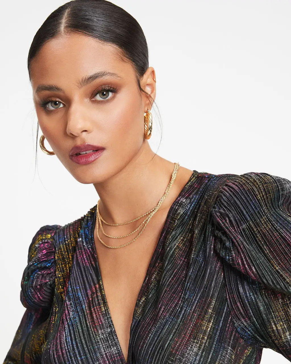 SALT-001 Brandee Metallic Plisse Bodysuit - FINAL SALE 2 SALT-001 Brandee Metallic Plisse Bodysuit - FINAL SALE - Image 2