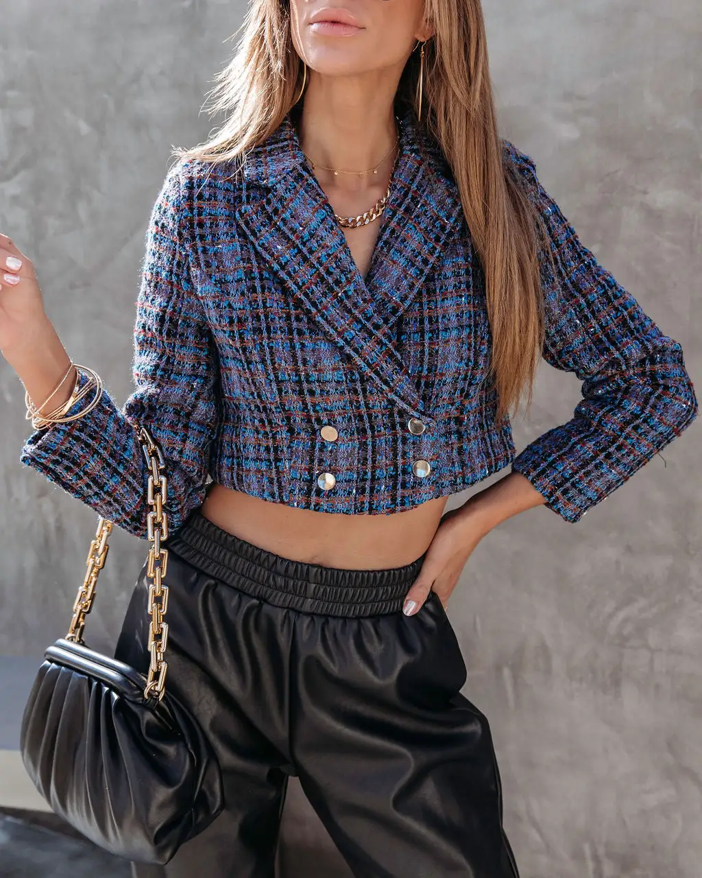 FORE-001 Breaking The Rules Tweed Crop Blazer - Purple Multi - FINAL SALE 6 FORE-001 Breaking The Rules Tweed Crop Blazer - Purple Multi - FINAL SALE - Image 6