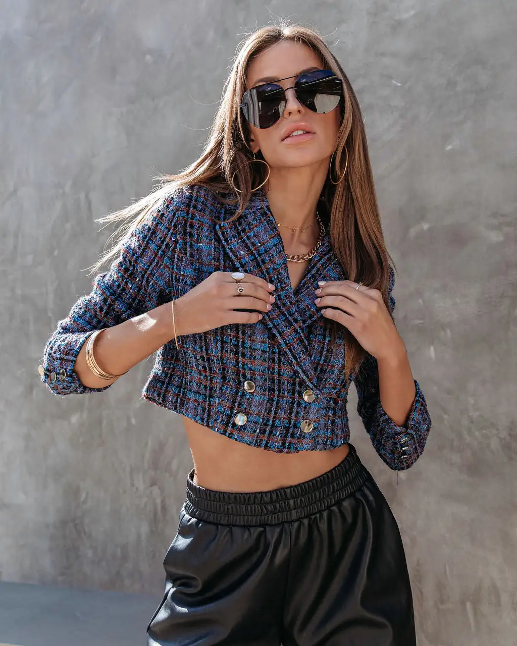 FORE-001 Breaking The Rules Tweed Crop Blazer - Purple Multi - FINAL SALE 3 FORE-001 Breaking The Rules Tweed Crop Blazer - Purple Multi - FINAL SALE - Image 3