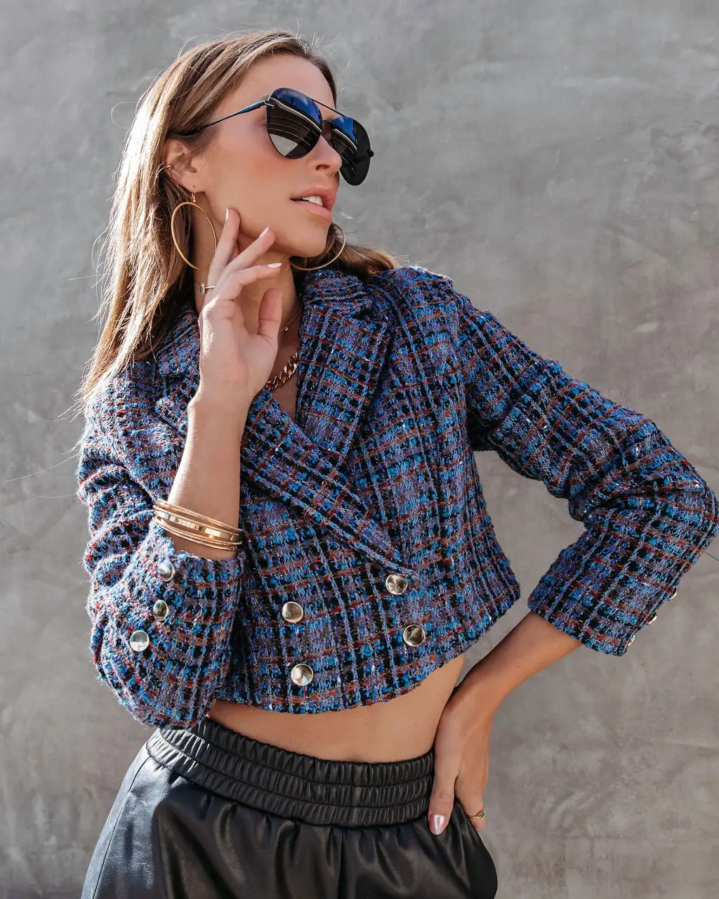 FORE-001 Breaking The Rules Tweed Crop Blazer - Purple Multi - FINAL SALE 7 FORE-001 Breaking The Rules Tweed Crop Blazer - Purple Multi - FINAL SALE - Image 7