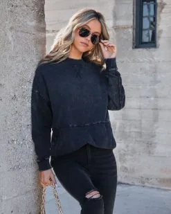 Breathe And Reboot Cotton Blend Sweatshirt - Black - FINAL SALE