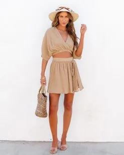 ACOA-001 Breeze On By Crinkle Mini Skirt - Latte - SALE -clothes Sales BreezeOnByCrinkleCropTop BreezeOnByCrinkleMiniSkirt Latte 30 3e054b0f cbdc 4344 93e4 3c885dee9a89