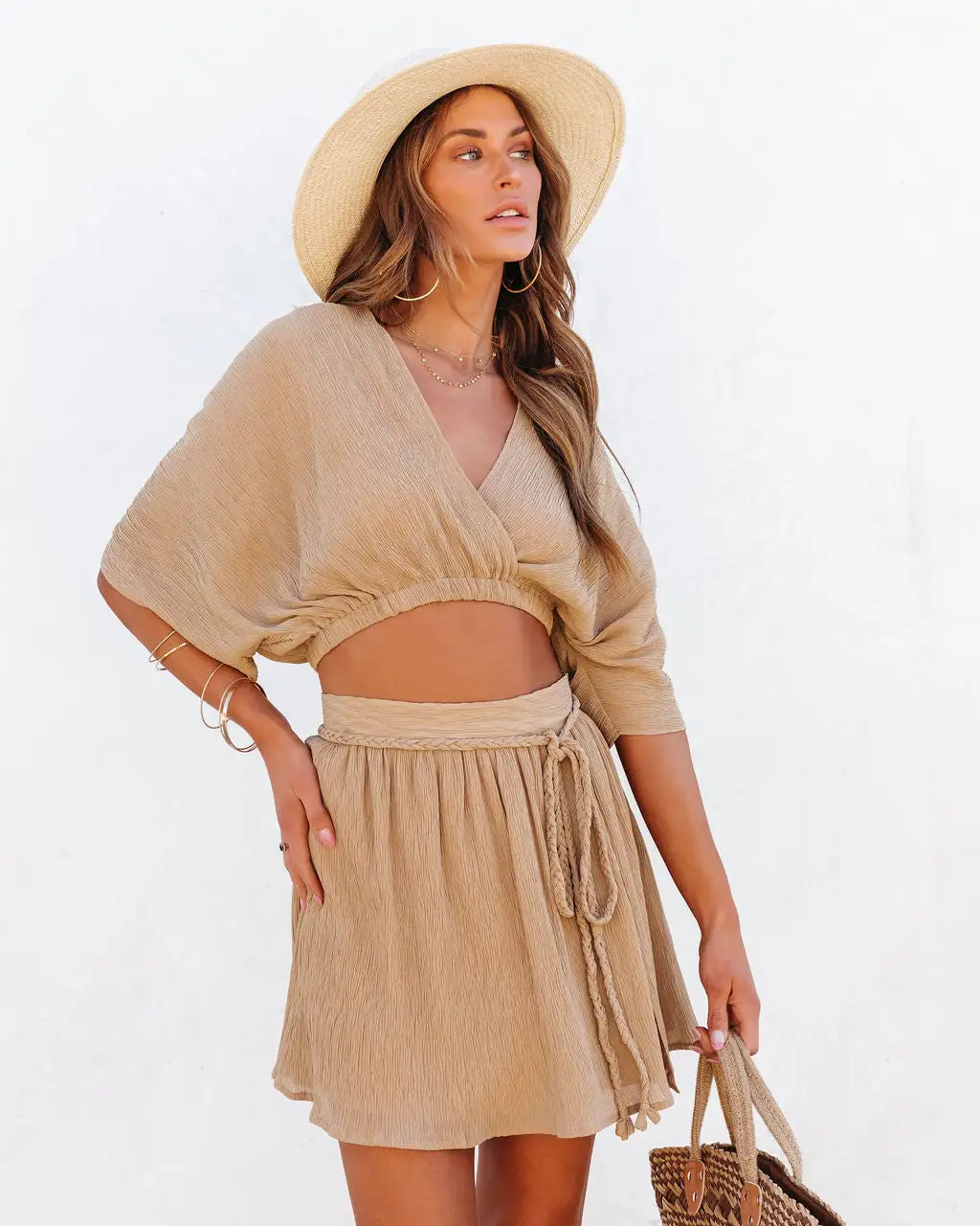 Breeze On By Crinkle Crop Top - Latte - SALE 6 Breeze On By Crinkle Crop Top - Latte - SALE - Image 6