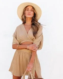 Breeze On By Crinkle Crop Top - Latte - SALE 13 Breeze On By Crinkle Crop Top - Latte - SALE -clothes Sales BreezeOnByCrinkleCropTop BreezeOnByCrinkleMiniSkirt Latte 49