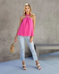 Briella Halter Top - Hot Pink -clothes Sales Briellehaltertophotpink500841