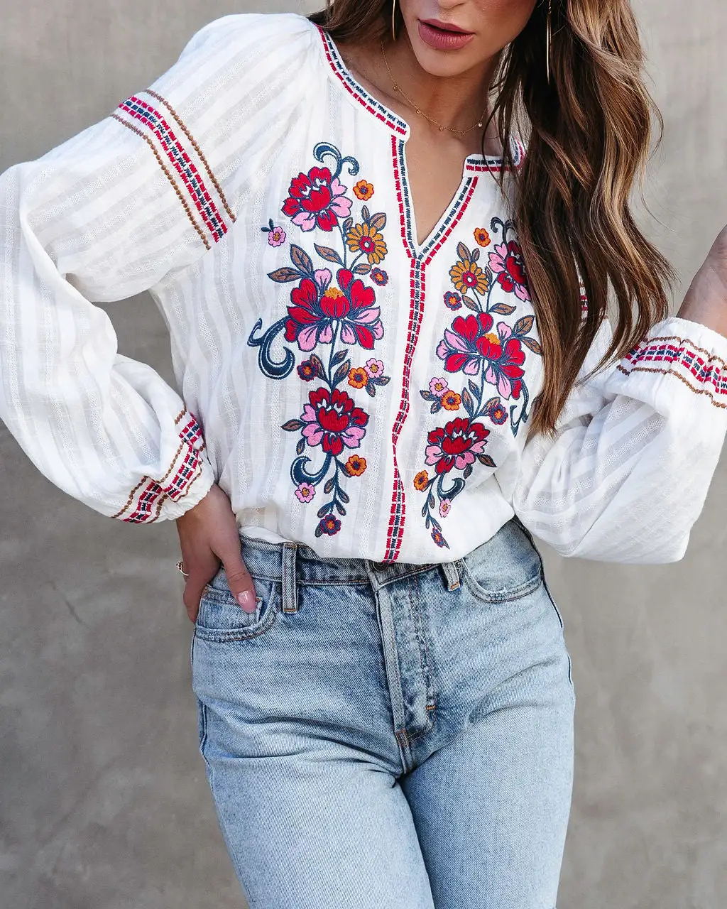 Brienne Floral Embroidered Cotton Top - SALE 2 Brienne Floral Embroidered Cotton Top - SALE - Image 2