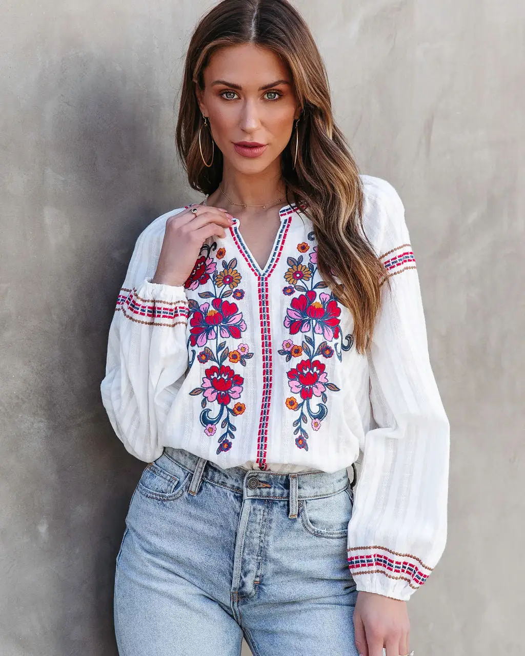 Brienne Floral Embroidered Cotton Top - SALE 1 Brienne Floral Embroidered Cotton Top - SALE