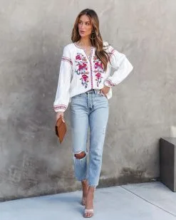 Brienne Floral Embroidered Cotton Top - SALE 12 Brienne Floral Embroidered Cotton Top - SALE -clothes Sales BrienneFloralEmbroideredCottonTop4