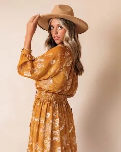 DRES-001 Brooklyn Floral Slit Maxi Dress - Marigold - FINAL SALE 9 DRES-001 Brooklyn Floral Slit Maxi Dress - Marigold - FINAL SALE -clothes Sales BrooklynFloralSlitMaxiDress Marigold 6