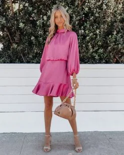 Call Me Angel Textured Satin Dress - Pink - FINAL SALE -clothes Sales CallMeAngelTexturedSatinDressPINK 53