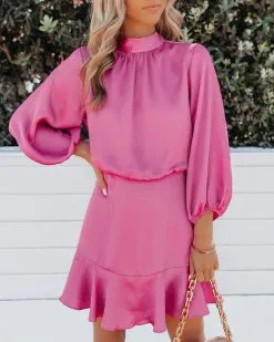 Call Me Angel Textured Satin Dress - Pink - FINAL SALE -clothes Sales CallMeAngelTexturedSatinDressPINK 56