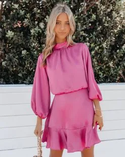 Call Me Angel Textured Satin Dress - Pink - FINAL SALE -clothes Sales CallMeAngelTexturedSatinDressPINK 65