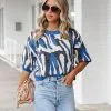 Cape Town Knit Printed Sweater Top - Blue Combo - FINAL SALE