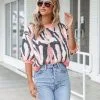 Cape Town Knit Printed Sweater Top - Coral Combo - FINAL SALE