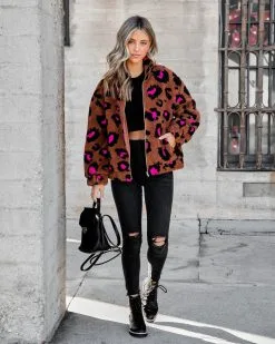 Carmella Leopard Pocketed Teddy Jacket - FINAL SALE -clothes Sales CarmellaLeopardPocketedTeddyJacket 22.cr2 2