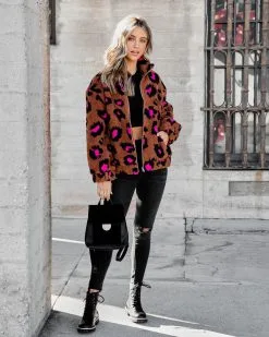 Carmella Leopard Pocketed Teddy Jacket - FINAL SALE -clothes Sales CarmellaLeopardPocketedTeddyJacket 22.cr2 3