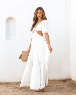 Cartagena Cutout Tiered Maxi Dress - White