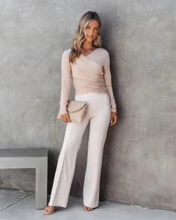 Cece Drape Long Sleeve Top - Beige - FINAL SALE 9 Cece Drape Long Sleeve Top - Beige - FINAL SALE -clothes Sales Cecedrapelongsleevetopbeige10