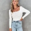 Celeste Ribbed Ruffle Crop Top - Cream - FINAL SALE