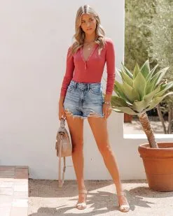 FATE-001 Celine Long Sleeve Henley Bodysuit - Desert Rose - FINAL SALE 14 FATE-001 Celine Long Sleeve Henley Bodysuit - Desert Rose - FINAL SALE -clothes Sales Celinelongsleevehenleybodysuit desertrose 2