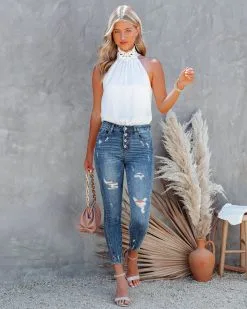 SKYL-002 Char Crochet Mock Neck Bodysuit - Off White - LAST CHANCE -clothes Sales CharCrochetMockNeckBodysuitOffWhite8