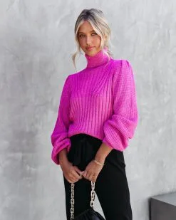 Charlene Knit Turtleneck Sweater - Orchid - FINAL SALE -clothes Sales CharleneKnitTurtleneckSweaterOrchid89