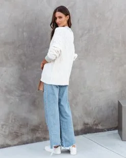 Charlotte Cable Knit Sweater - Cream/Grey - FINAL SALE -clothes Sales CharlotteCableKnitSweater Cream Grey 105