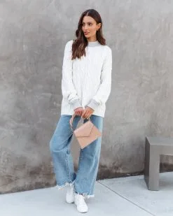 Charlotte Cable Knit Sweater - Cream/Grey - FINAL SALE -clothes Sales CharlotteCableKnitSweater Cream Grey 13